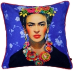 Μαξιλάρι Frida Μπλε 45x45εκ. Κεντημένο βαμβακερό